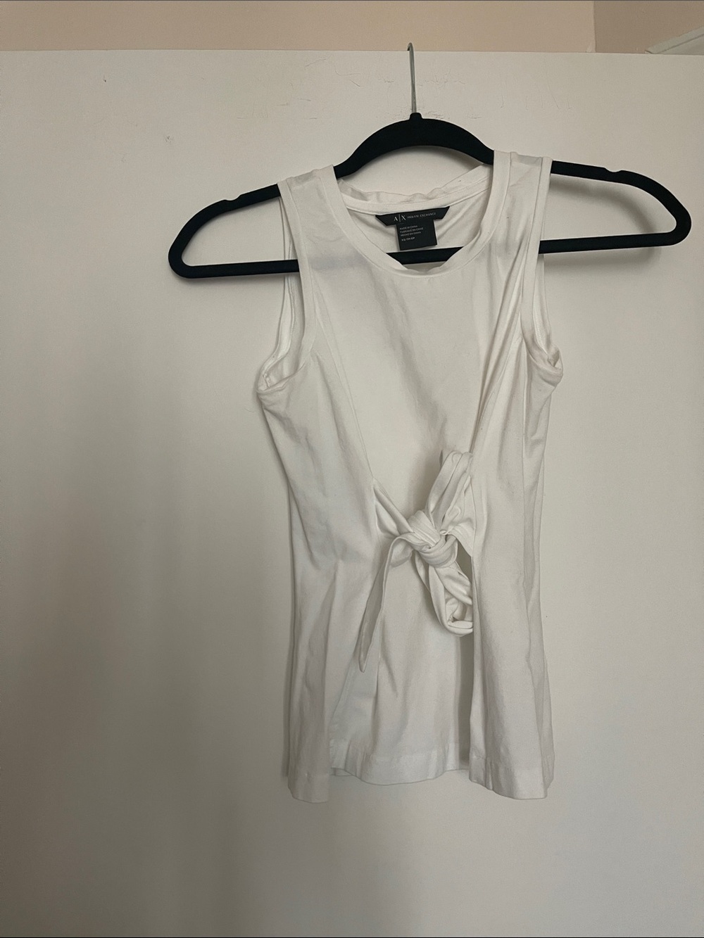 Armani Exchange White Tie-Front Tank